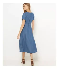 Vestido Mezclilla Largo Muy Cómodo Marca Camaieu Talla L -Vestidoux Soldes Magasin D NQ NP 617460 MLM48638491847 122021 O