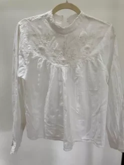 Blusa Blanca De Algodón Marca Zara Manga Larga