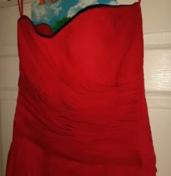 Vestido De Noche, Marca Rociojesmar, Gasa Roja Drapeada. -Vestidoux Soldes Magasin D NQ NP 686997 MLM46883943816 072021 O