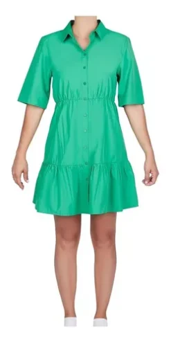 Vestido Estilo Camisa Mujer Color Verde 991-33 -Vestidoux Soldes Magasin D NQ NP 691975 MLM53272621607 012023 O