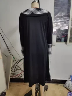 Vestido Suelto De Manga Larga Para Mujer Con Botones A Cuadr -Vestidoux Soldes Magasin D NQ NP 699042 CBT51368950304 092022 O