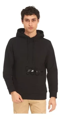 Sudadera Calvin Klein Color Negro Con Capucha Para Hombre