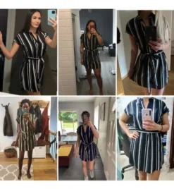 Vestido Corto Fresco Estampado Rayas Camisero Playa Verano -Vestidoux Soldes Magasin D NQ NP 763239 MLM51346183413 082022 O