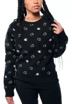 Sudadera Champion Mujer Negro Casual Logo Ct10509mblk