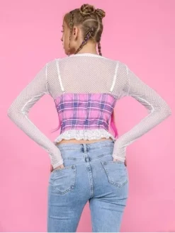 Sexy Set Mini Blusa De Red +corset Lolita /kawaii /cosplay -Vestidoux Soldes Magasin D NQ NP 812782 MLM51167151162 082022 O