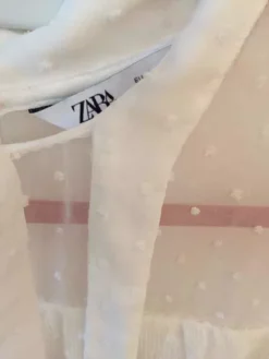 Blusa Blanca Con Mangas 3/4 Marca Zara