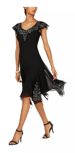 Vestido Corte Pañuelo Con Pedrería Marca J Kara Talla 18