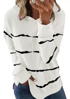 Sudadera De Cuello Redondo A Rayas De Manga Larga