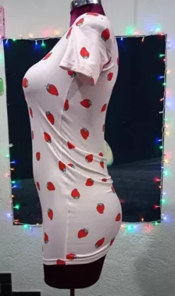 Vestido Rosa Con Fresas Marca Shein Talla Ch -Vestidoux Soldes Magasin D NQ NP 901050 MLM51119873355 082022 O