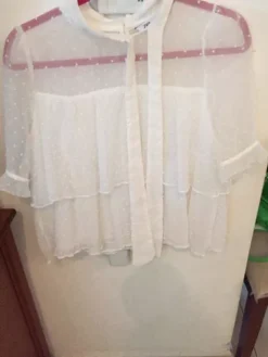 Blusa Blanca Con Mangas 3/4 Marca Zara -Vestidoux Soldes Magasin D NQ NP 903695 MLM47482487322 092021 O