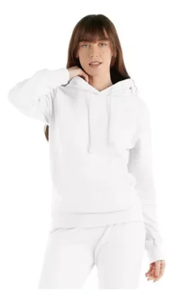 Optima Sudadera Capucha Blanca Mujer Algodon Deportiva | Pijama =)