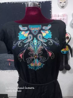 Vestido Negro Tela Ligera Con Bordado Unitalla -Vestidoux Soldes Magasin D NQ NP 988161 MLM70068876078 062023 O